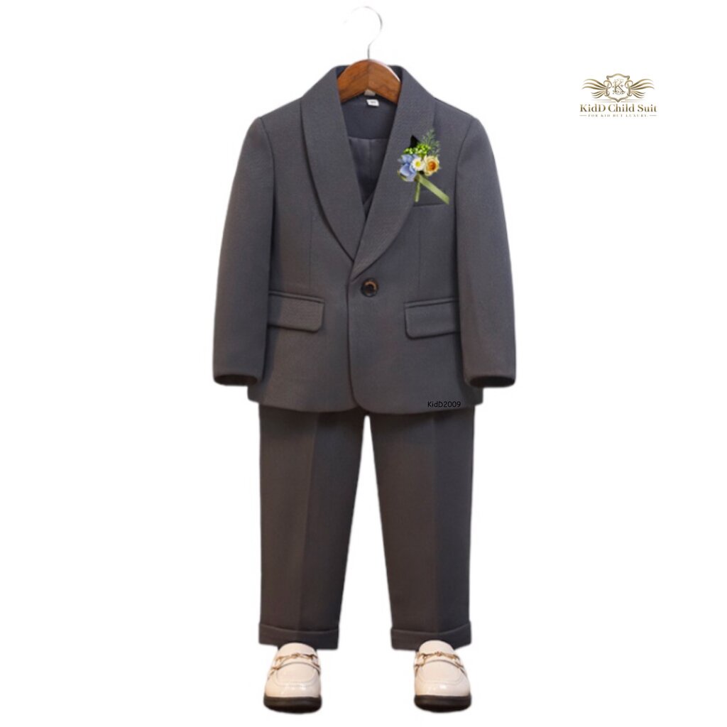 Gray Baby suit สูทเด็ก Shawl Lapel ชุดไปงาน สูทสีเทา เซท 3 ชิ้น เสื้อ