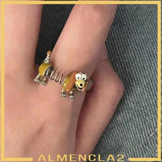 [Almencla2] แหวนอัลลอย รูปสัตว์ สุนัขน่ารัก ปรับได้ เครื่องประดับ สําหรับงานปาร์ตี้ ของขวัญ