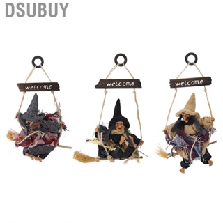 Dsubuy Realistic Hanging Flying Witch with Broom Decoration Door for Halloween