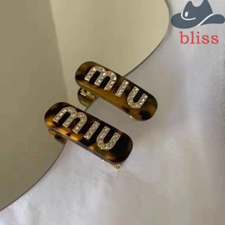 Bliss กิ๊บติดผม รูปตัวอักษร MIU ประดับไข่มุก สีเหลืองอําพัน น่ารัก ฤดูใบไม้ผลิ สําหรับผู้หญิง