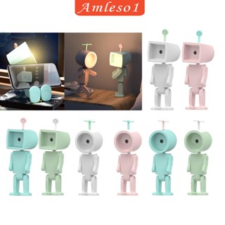 [Amleso1] โคมไฟกลางคืน LED รูปหุ่นยนต์ สําหรับตกแต่งบ้าน หอพักเด็ก