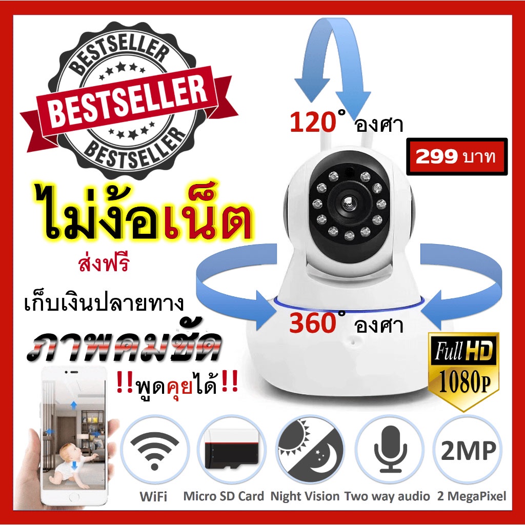 พร้อมส่ง-กล้องวงจรปิด-กล้องวงจรปิดไร้สาย-ip-camera-หมุนได้-360-องศา-hd-ขนาดเล็กจิ๋ว-อินฟาเรด-ระยะไกลแบบ-realtime