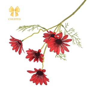 Chuffed&gt; ดอกเดซี่ประดิษฐ์ ดอกคาโมมายล์ปลอม 5 หัว สําหรับตกแต่งบ้าน งานแต่งงาน