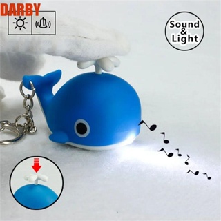 Darby พวงกุญแจปลาวาฬ LED เรืองแสง พวงกุญแจปลาวาฬทะเล เครื่องประดับ พร้อมแหวนโลหะเสียง ไฟ LED พวงกุญแจกระเป๋า จี้