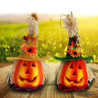 Halloween_ โคมไฟ LED รูปฟักทองกลวง พร้อมหมวก สําหรับตกแต่งปาร์ตี้ฮาโลวีน