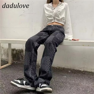 DaDulove💕 New American Ins High Street Retro Plaid Jeans Niche High Waist Loose Wide Leg Pants plus Size Trousers