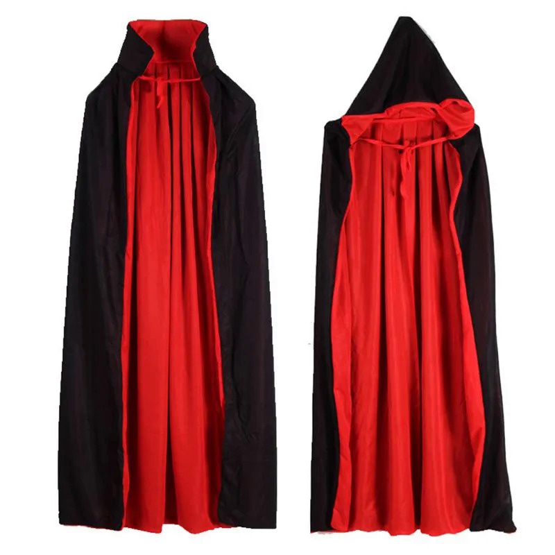 Black Red Vampire Cloak Cape Standup Collar Long Robe Women Men