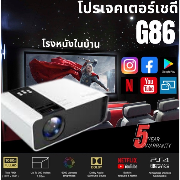 ภาพหน้าปกสินค้าขายใหญ่  6000 Lumens Android Mini Projector โปรเจคเตอร์ HD WIFI LCD LED Projector โฮมเธียเตอร์ จากร้าน thai_pro บน Shopee