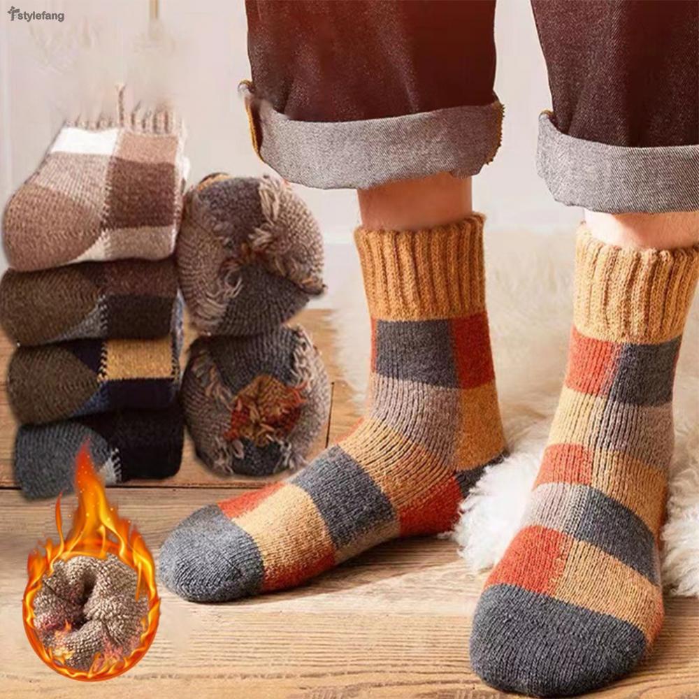 【STYLEF】Warm Mens Fleece Thermal Socks Winter Thicker Merino Wool Socks for Cold Weather【fashion