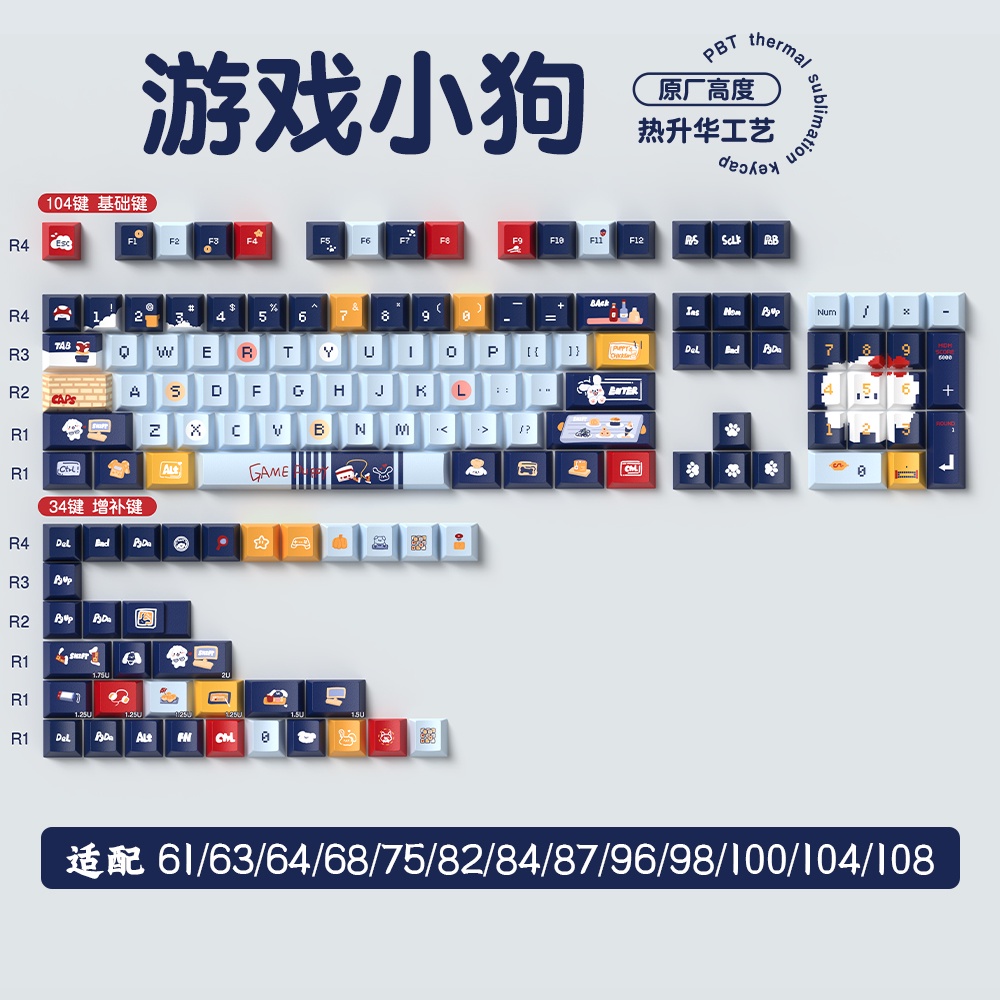 Gaming Puppy Keycap ห้าด้านระเหิด PBT คีย์บอร์ด Keycaps น่ารัก GAMING ...