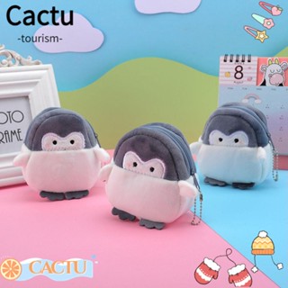 Cactu กระเป๋าใส่เหรียญ ลายการ์ตูนเพนกวิน สายเคเบิล USB กระเป๋าใส่บัตร หูฟัง