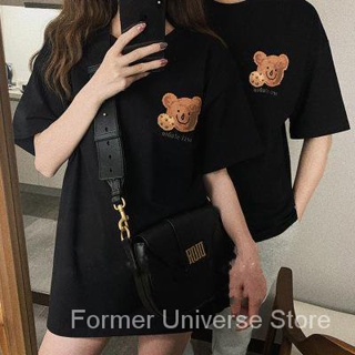 เสื้อยืดแขนสั้น พิมพ์ลายการ์ตูนหมี สไตล์เกาหลี แฟชั่นฤดูร้อน สําหรับผู้ชาย และผู้หญิง SH1351