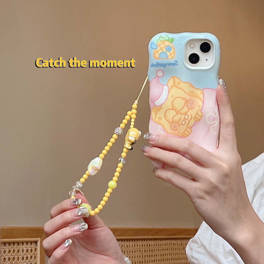 เคสโทรศัพท์มือถือแบบนิ่ม-กันกระแทก-ลายสพันจ์บ็อบน่ารัก-พร้อมสายโซ่คล้อง-หรูหรา-สําหรับ-iphone-11-14promax-13promax-12promax-14-14pro