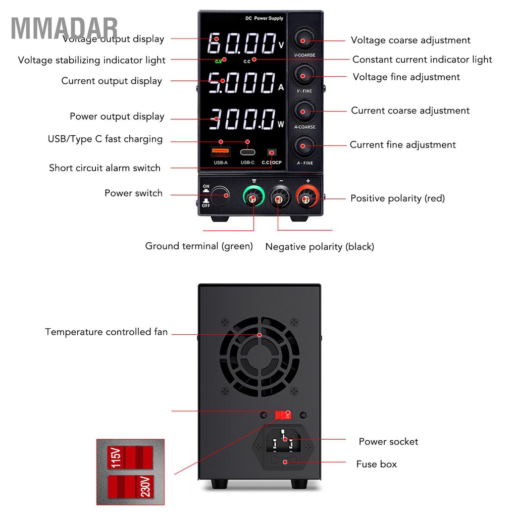 mmadar-แหล่งจ่ายไฟ-dc-ตัวแปร-300w-0-60v-0-5a-การปรับตัวเข้ารหัสเอาต์พุตจอแสดงผล-led-แหล่งจ่ายไฟแบบปรับได้