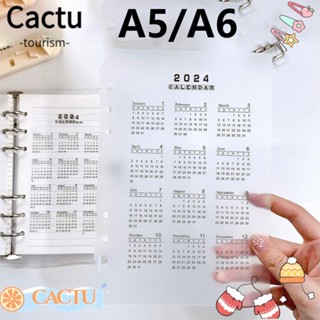 Cactu ปฏิทินสันห่วงพลาสติก ขนาด A5 A6 เติมได้ สไตล์วินเทจ สําหรับคั่นหน้าสมุด สํานักงาน โรงเรียน