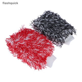 Flashquick ถุงมือไมโครไฟเบอร์ แบบหนา สองด้าน กันน้ํา สําหรับทําความสะอาดรถยนต์