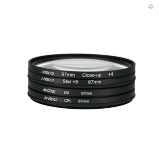 {Fsth} Andoer 67mm UV+CPL+Close-Up+4 +Star 8-Point Filter Circular Filter Kit Circular Polarizer Filter Macro Close-Up Star 8-Point Filter with Bag for  Canon Pentax  DSLR