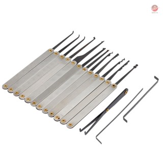 Professional Locksmith Tools - 15Pcs Stainless Steel Lock Pick Opener Set with Wrench and Key Extractor