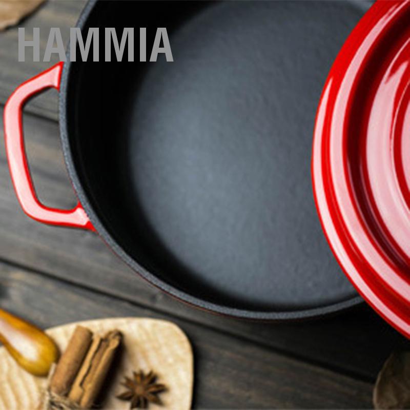 hammia-หม้อสต๊อกเคลือบหม้อเหล็กพร้อมฝาปิด-dual-loop-handle-หม้อเหล็กหล่อสำหรับห้องครัวในครัวเรือนสีแดง