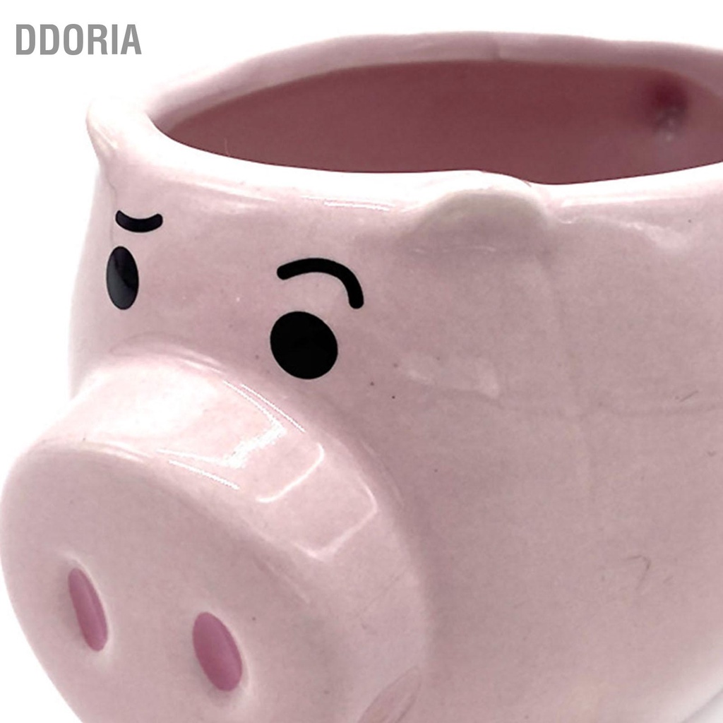 ddoria-ถ้วยเซรามิคหมูน่ารัก-สีชมพู-ปากเรียบ-จับสบาย-รูปทรงน่ารักสำหรับกาแฟ-ชา-นม-เครื่องดื่มน้ำ