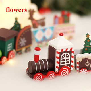 Flowers รถไฟไม้กวางเรนเดียร์ ขนาดเล็ก สําหรับตกแต่งปาร์ตี้คริสต์มาส