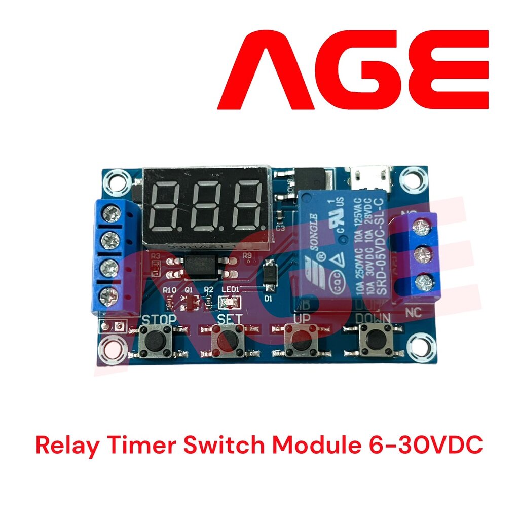 โมดูลตั้งเวลา หน่วงเวลาปิดเปิดไฟผ่านรีเลย์ 6-30VDC Relay timer switch ...