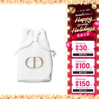 Dior Pouch #White (No Box) กระเป๋าผ้าแคนวาส ทรงขนมจีบ