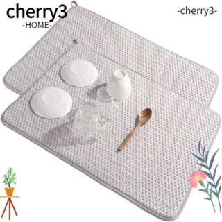 Cherry3 เสื่อฟองน้ําไมโครไฟเบอร์ 24X17 นิ้ว สีเทา ใช้ง่าย ทําความสะอาดง่าย สําหรับตากจาน ในร่ม และกลางแจ้ง 2 ชิ้น
