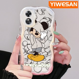 เคสโทรศัพท์มือถือ ซิลิโคนใส กันกระแทก ลายการ์ตูนมิกกี้เมาส์ สีครีม สําหรับ OPPO A17 A17K