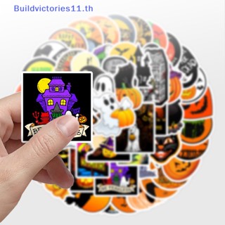 Buildvictories11 สติกเกอร์ ลายฟักทอง แม่มด ผี ผี ฮาโลวีน สุดฮา สําหรับตกแต่งสมุดโน้ต แก้วน้ํา 50 ชิ้น