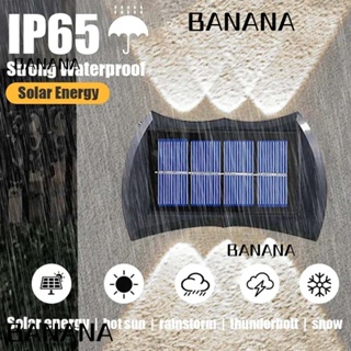 Banana1 โคมไฟติดผนังภายนอก ระเบียง สว่างมาก LED พลังงานแสงอาทิตย์ กันน้ํา สําหรับตกแต่งสวน ทางเดิน กลางแจ้ง