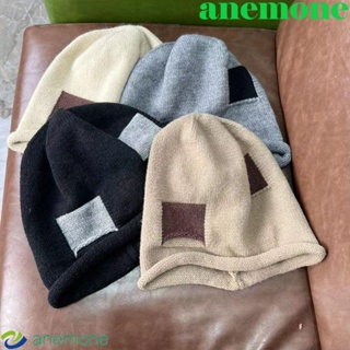 Anemone หมวกบีนนี่ถักลําลอง ทรงสี่เหลี่ยม สีพื้น สไตล์เกาหลี สําหรับผู้ชาย
