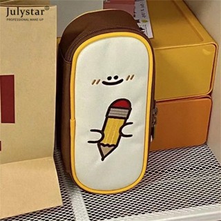 JULYSTAR Simple กล่องดินสอ INS สไตล์ญี่ปุ่นมูลค่าสูงกระเป๋าเครื่องเขียนนักเรียน VINTAGE Multifunctional ปักกล่องดินสอเครื่องเขียนกล่องดินสอ