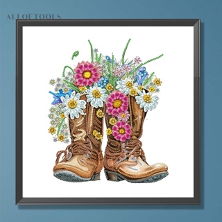 ชุดงานจิตรกรรมเม็ดบีด ทรงเพชร รูปรองเท้าบูทดอกไม้ 5D DIY สําหรับตกแต่งบ้าน [alloetools.th]