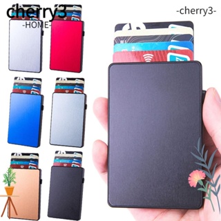 Cherry3 กระเป๋าสตางค์อัตโนมัติ อเนกประสงค์ กันขโมย RFID สําหรับผู้ชาย