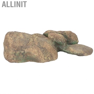 Allinit Landscape Stone Ornament Safe Easy Cleaning Resin Natural Shelter Decoration for Reptile Fish Tank