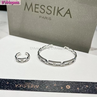 {Boutique พร้อมส่ง} MESSIKA สร้อยข้อมือ แหวนโลหะ ชุบทอง ประดับเพชร สีเงิน คุณภาพสูง สไตล์เกาหลี เรโทร แฟชั่นสําหรับผู้หญิง 2023