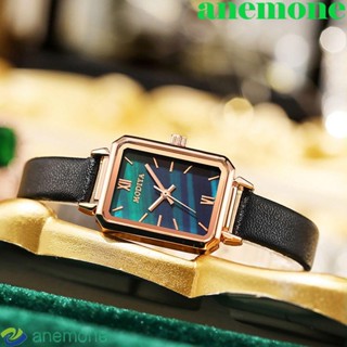 Anemone นาฬิกาข้อมือควอตซ์แฟชั่น สายหนัง หน้าปัดสี่เหลี่ยม ขนาดเล็ก สามารถปรับได้ สีเขียว เหมาะกับของขวัญ สําหรับเด็กผู้ชาย