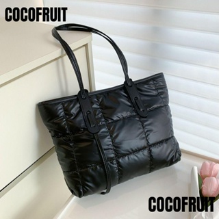 Cocofruit กระเป๋าถือลําลอง ผ้าฝ้าย ขนาดใหญ่ จุของได้เยอะ สีพื้น สําหรับเด็กผู้หญิง