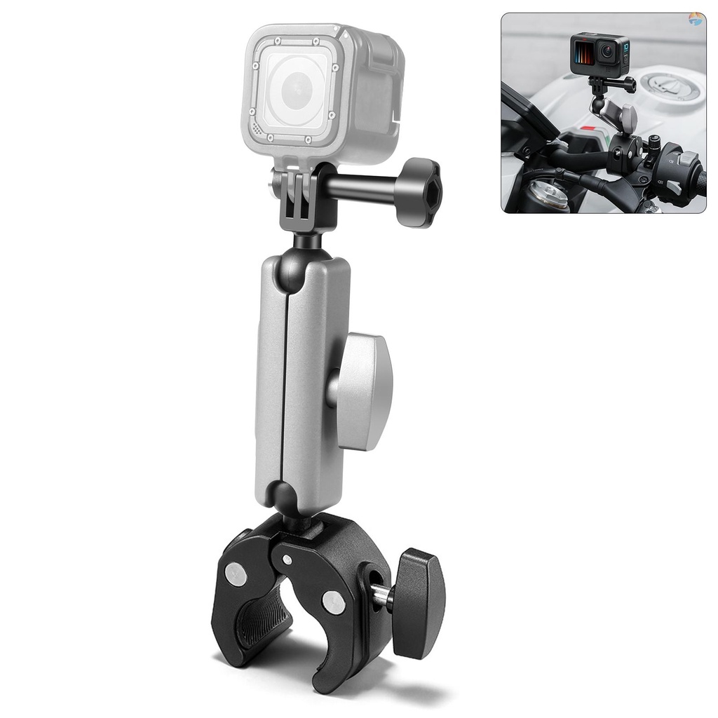 fsth-puluz-pu867b-camera-mounts-clamp-mount-bicycle-handlebar-adapter-mount-aluminum-alloy-2kg-4-4lbs-load-capacity-with-dual-360-rotatable-ball-head-with-adapter-compatibl