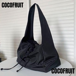 Cocofruit กระเป๋าสะพายไหล่ กระเป๋าถือ ผ้าไนล่อน แบบนิ่ม สีดํา แฟชั่นสําหรับสตรี