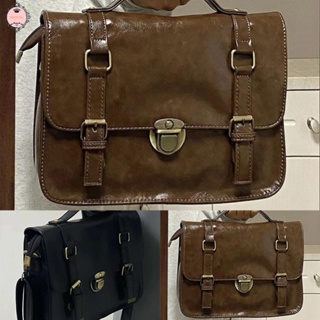 Trendy Retro Schoolbag with Japanese Vibes Functional Shoulder Bag (Black/Brown)