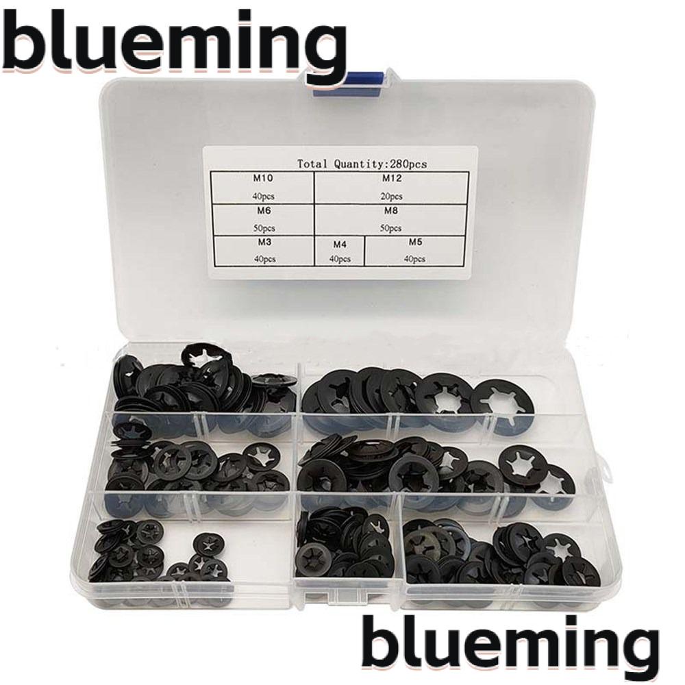 blueming2-ชุดแหวนรองล็อกฟัน-โลหะ-65mn-m3-m4-m5-m6-m8-m10-m12-สีดํา-280-ชิ้น-อุปกรณ์