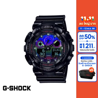 CASIO นาฬิกาข้อมือผู้ชาย G-SHOCK YOUTH รุ่น GA-100RGB-1ADR วัสดุเรซิ่น สีดำ