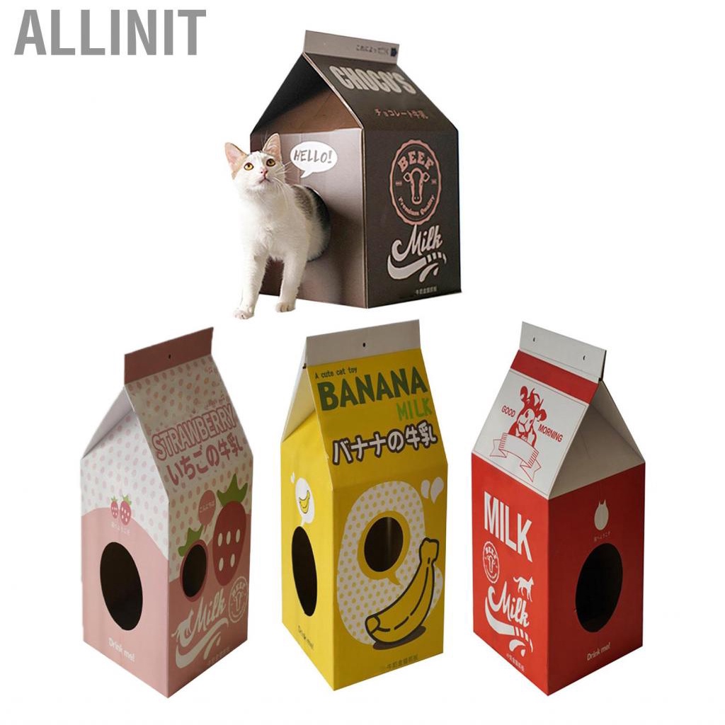 Allinit Cardboard Cat House Corrugated Paper Milk Box Shape Scratching ...