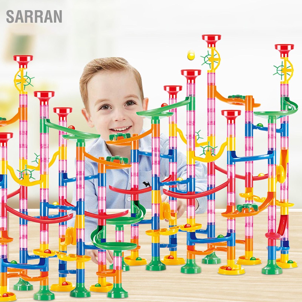 SARRAN Marble Run Building Blocks สามมิติ DIY Race Track หินอ่อนของเล่น