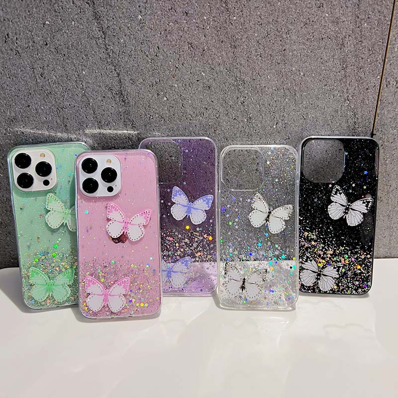 เคสโทรศัพท์มือถือ-ซิลิโคนนิ่ม-ปิดด้านหลัง-ลายผีเสื้อ-ท้องฟ้ากลางคืน-หรูหรา-สําหรับ-iphone-15-plus-pro-max