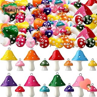 Beauty จี้เรซิ่น รูปเห็ด หลากสี 2 ขนาด สําหรับทําพวงกุญแจ สร้อยข้อมือ DIY 80 ชิ้น