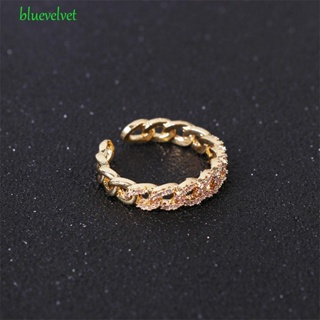 Bluevelvet แหวนแฟชั่น แบบเกลียว ปรับขนาดได้ หรูหรา สไตล์เกาหลีวินเทจ