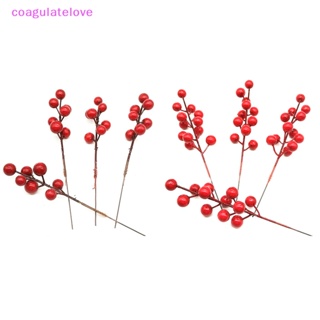 Coagulatelove ช่อผลไม้จําลอง 12 หัว สีทอง สีแดง สําหรับตกแต่งคริสต์มาส [ขายดี]